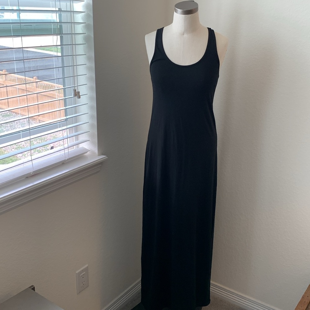 Ann Taylor Loft sz XS black tank racer back dress EUC beach classic